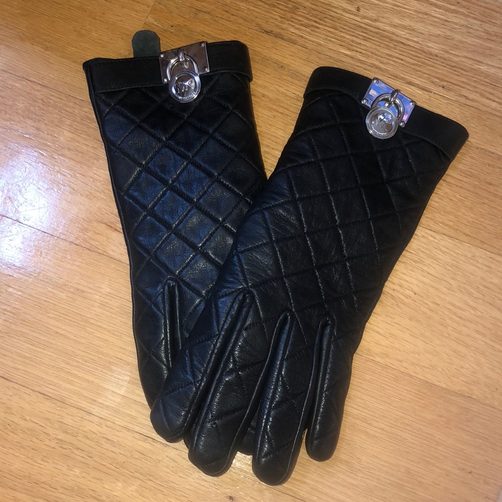 Black Leather Gloves | Michael Kors | Size M